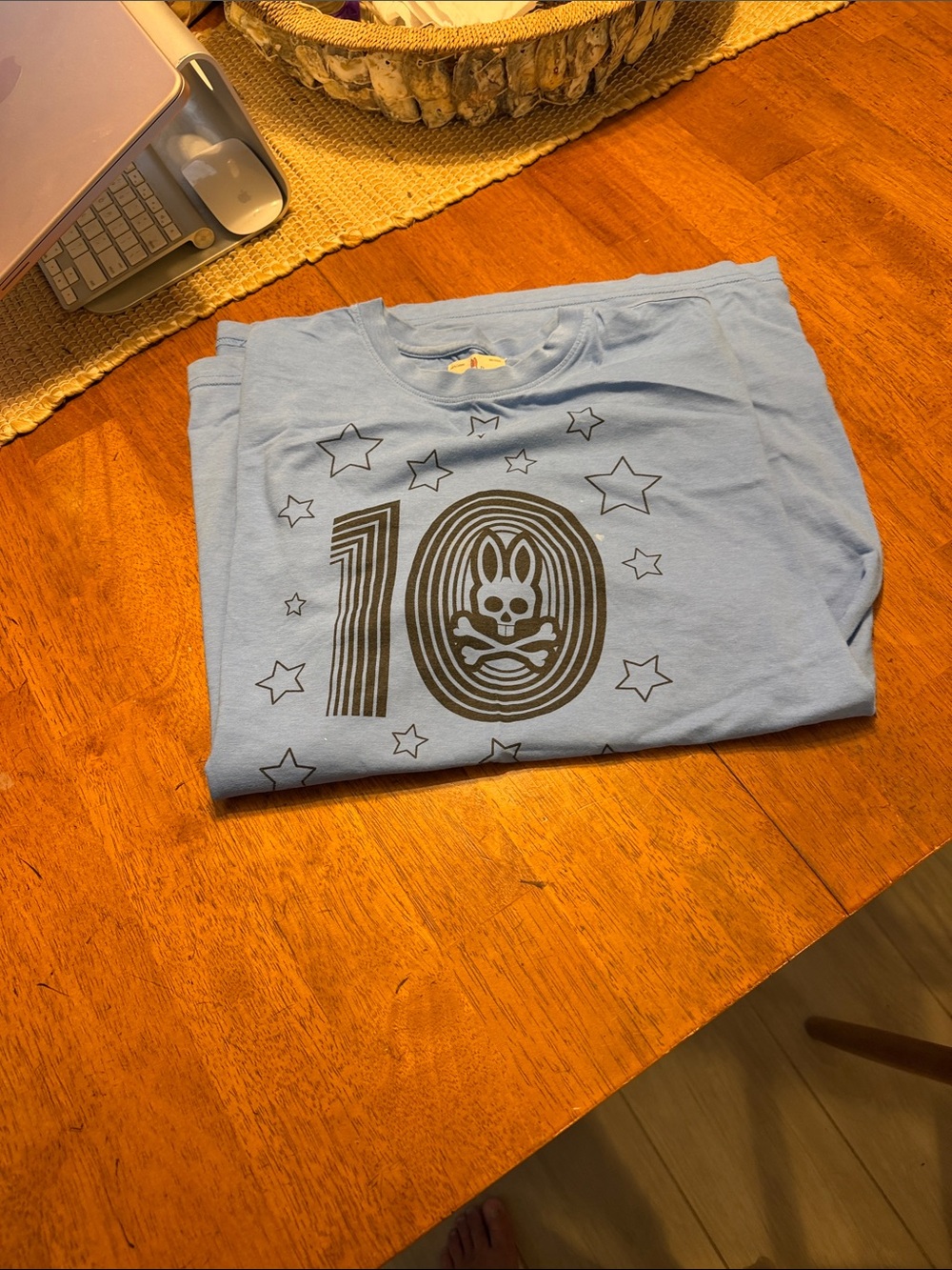 Psycho Bunny Light Blue Short Sleeve Tee with Black Graphic